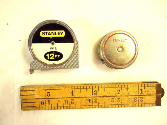 Vintage STANLEY Rule and Tape Measures, 3 Pieces, 1 Lot, Used