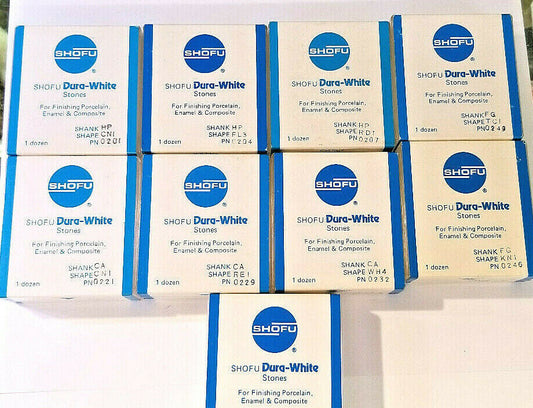 Shofu Dura-White Finishing Stones, 12/Pack, 9 Styles, 108 Stones, NEW, FreeShip