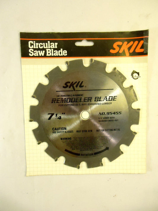 7-1/4" 14 Carbide Teeth Circular Saw Blade For Nail Embedded Wood, Skil, New.