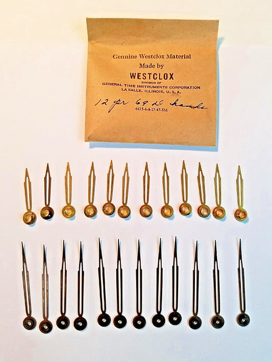 Vintage Genuine WESTCLOX Clock Hands, 12 Pairs, New