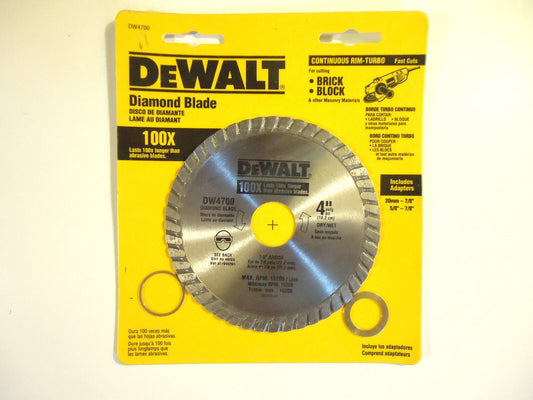 DEWALT 4” Continuous Rim Turbo Diamond Blade, # DW4700, Made In Korea, NEW