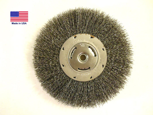 8" Crimped Wire Wheel, 1" Thick, 5/8" Bushings, .014 Wire, Craftsman, New, USA.