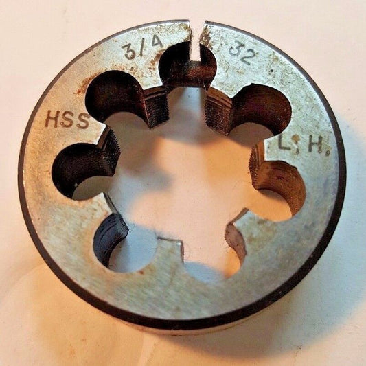 Round Threading Die, 3/4"-32, Left Hand, HSS, Adjustable, 1-1/2'" OD, New