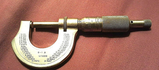 SUPREME GERMANY 0-1" OUTSIDE MICROMETER w/CASE, .001" Increments, Ratchet & Lock