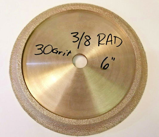 Brazed Diamond 6" Demi-Bullnose Profile Wheels, Marble/Granite, 3/8 Radius, 30gr