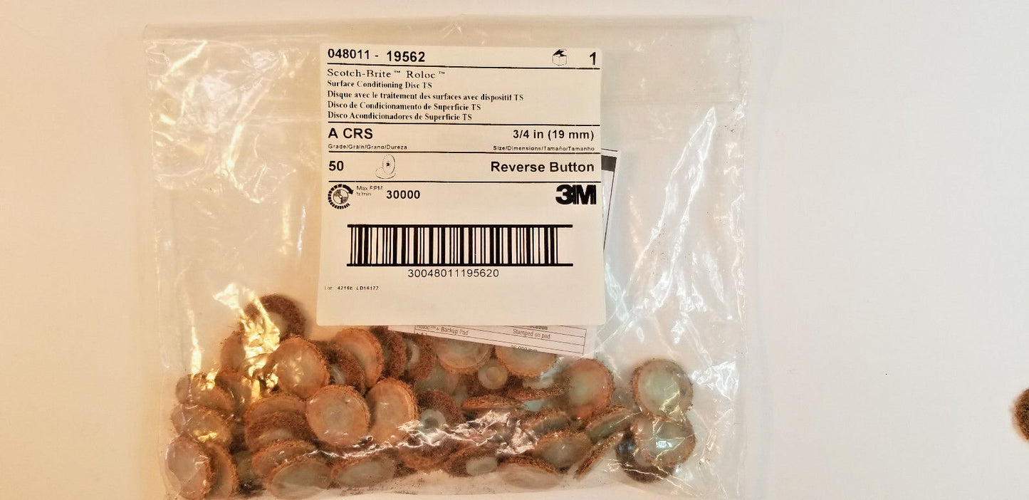 3M Scotch-Brite Roloc Reverse Button TS Surface Conditioning Discs, 50 Pc, New