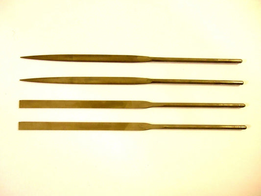 Swiss Made Needle Files 4 Pieces, 2 Crossing and 2 Pillar, #6 Cut, New