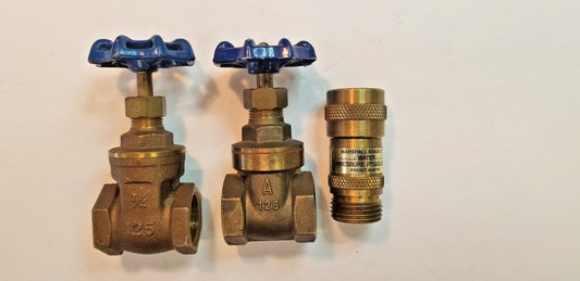 Marshall Brass Co. Water Pressure Regulator 40-50 psi and 2pcs. 3/4" Gate Valves