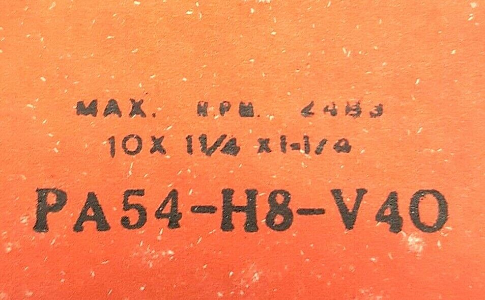 CARBORUNDUM 10" X 1-1/4" X 1-1/4" PINK SURFACE GRINDING WHEEL PA-54-H8-V40, NEW