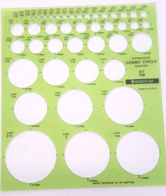 STAEDTLER Combo Circle Templates, #977 110, 5 Pieces, 45 Circles, NEW, USA