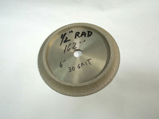 Brazed Diamond 6" Demi-Bullnose Profile Wheels, Marble/Granite, 1/2" Radius, 30g