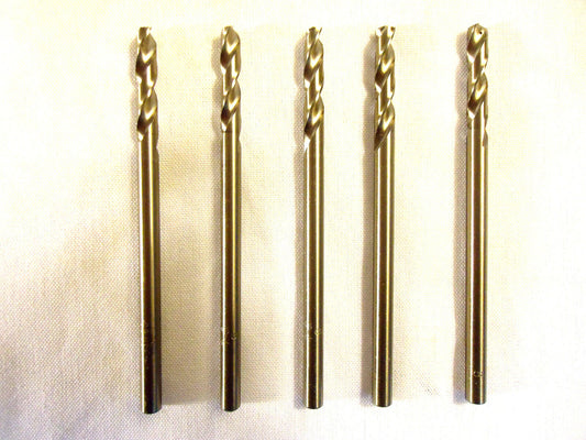 Drill Bits, #8 Cobalt, USA, Chicago Latrobe, 5 pc Lot, New/Other.