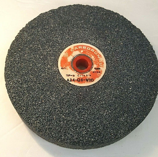 CARBORUNDUM GRINDING WHEEL 24 GRIT 6" X 1" X 3/4",  A24-Q6-V10, 1 RECESSED SIDE