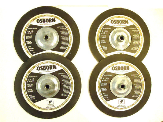 9" x 1/8" x 5/8-11 Metal Cutting Wheel W/Zirconia, 4 Wheels, Zirconia, Osborn.