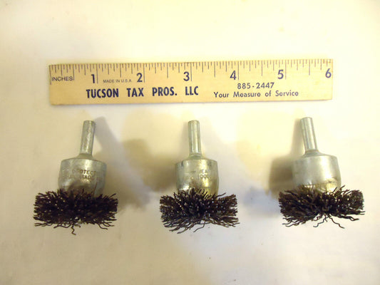 Wire Brushes, USA Made, ¼” Shank with Mushroom Head, 3Piece Lot, New/Other