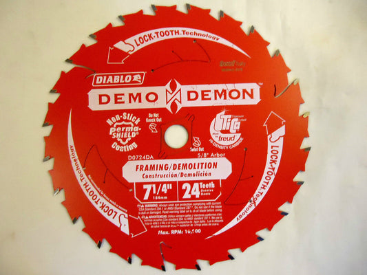 Freud D0724DA DEMO-DEMON 7 ¼” Saw Blade, New.